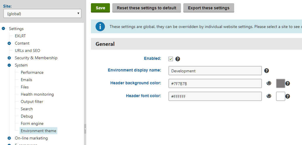 Look & feel customization applied through a couple of settings