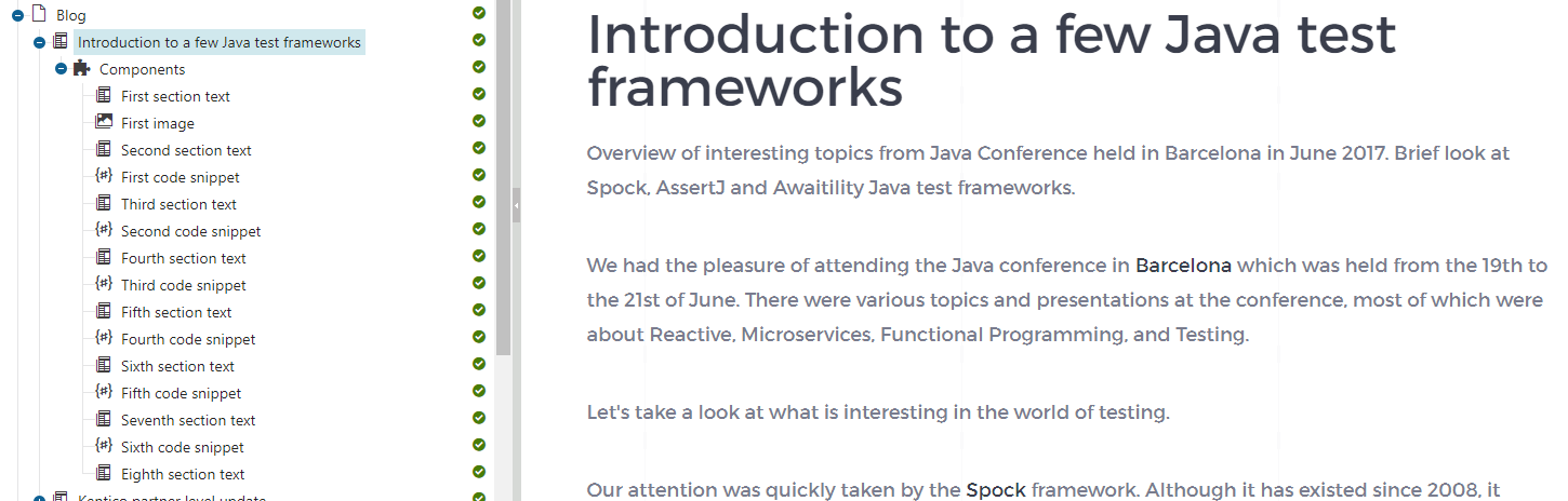 Image 1. Building blocks structure of single blog page
